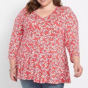 LANE BRYANT 3/4 Sleeve V Neck Swing Fit and Flare Top SIZE 14/16L | NWT